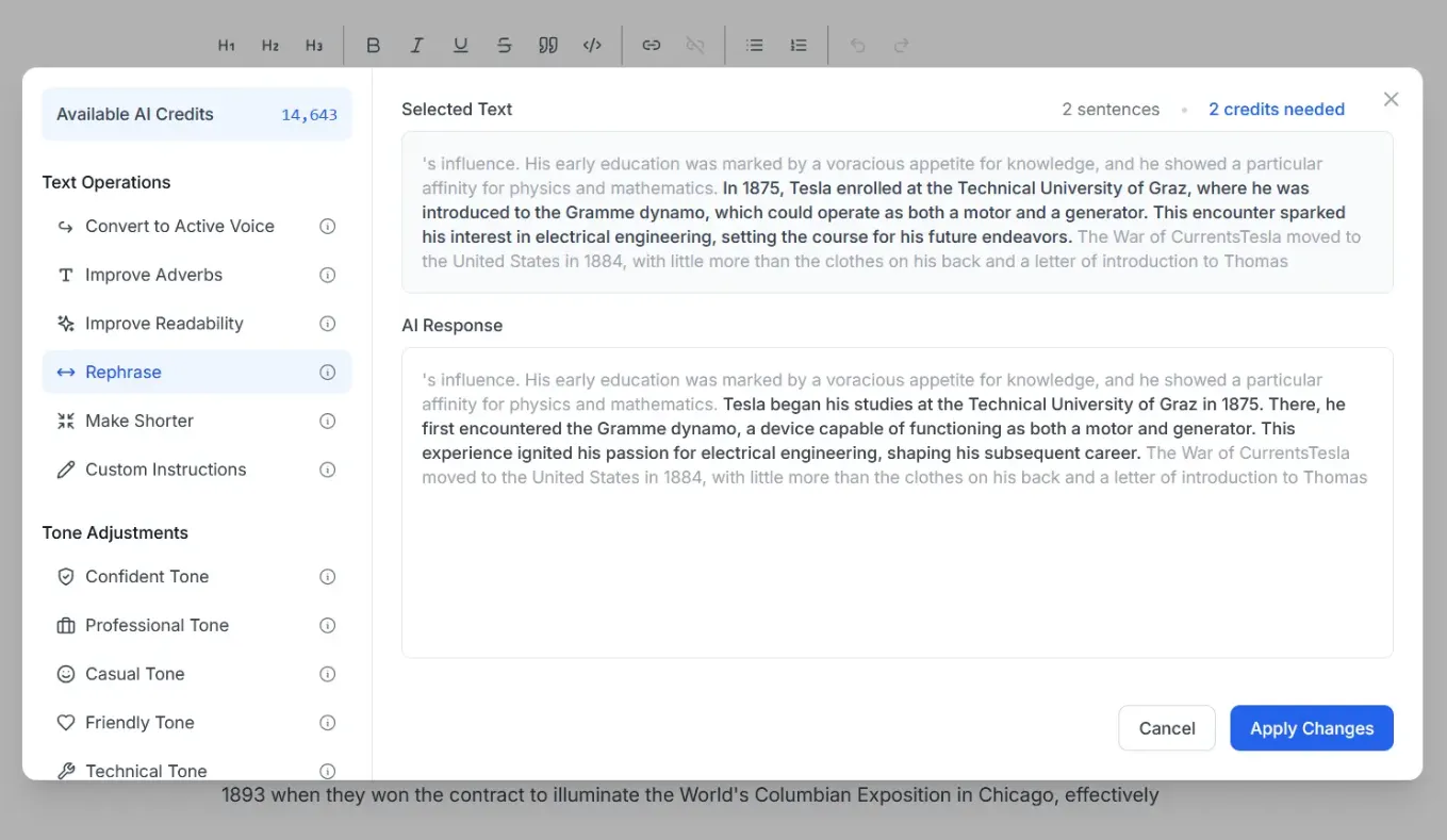 AI Writing Assistance