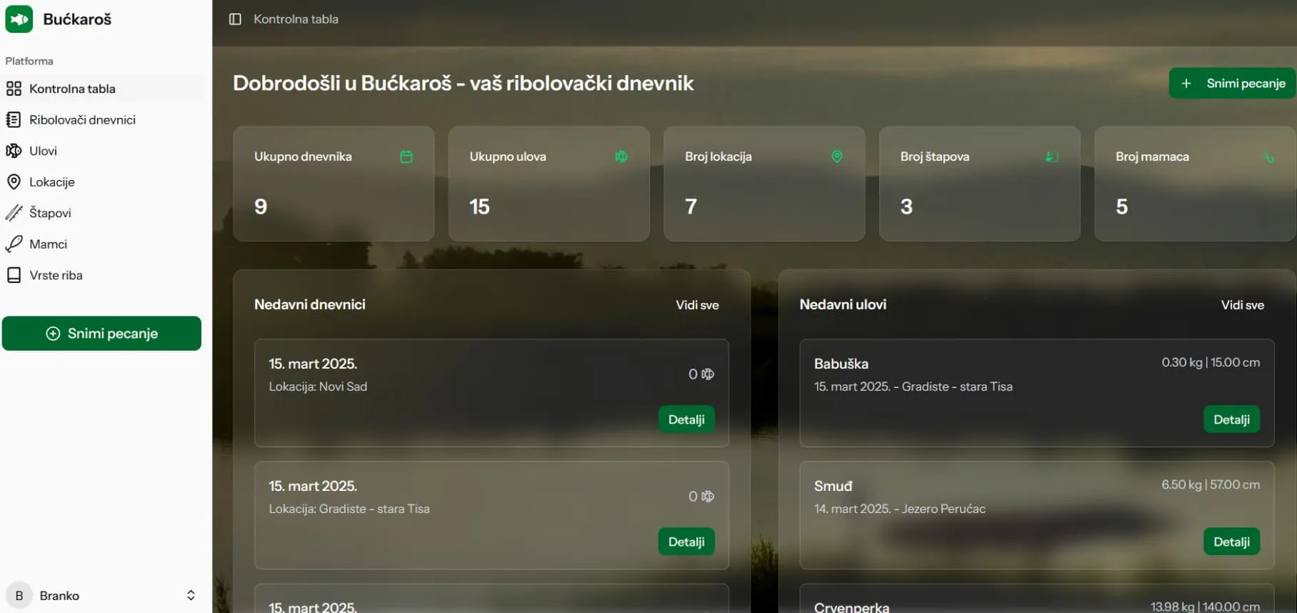 Buckaros Digital Fishing Log